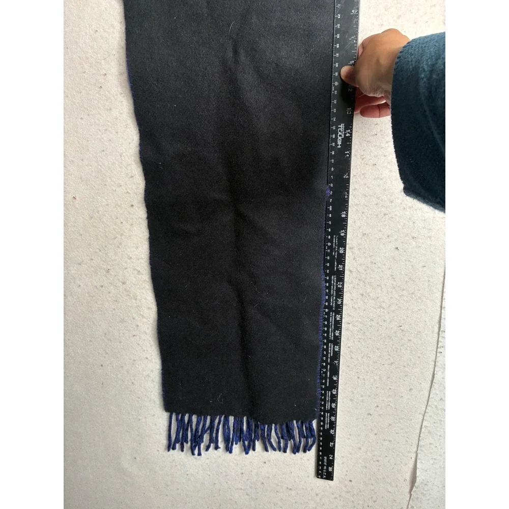 Polo Ralph Lauren Reversible Scarf Black Royal Blue Big Pony Lambswool Italy